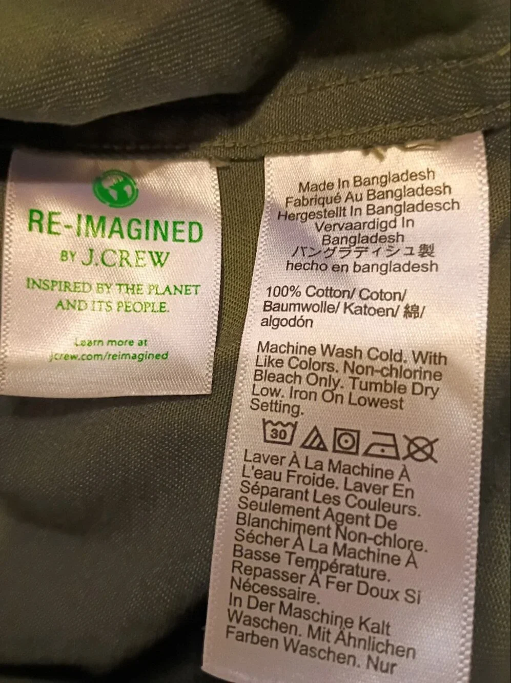 J.Crew Men's Classic Army Green Button-Up Shirt Sz M